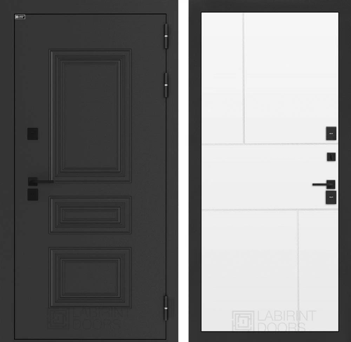 Входная дверь Аляска Термо Лайт №21 (Муар черный / Белый софт)
