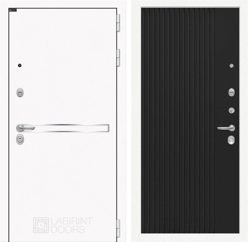 Входная дверь Line White 29 (Шагрень белая / Черный кварц)