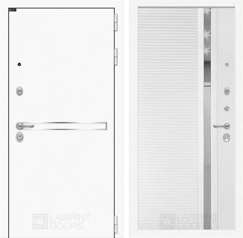 Входная дверь Line White 31 (Шагрень белая / Белый софт)