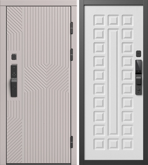 Входная дверь Эклипс Капучино с умным замком - Престиж Белое дерево для установки в квартиру 32072