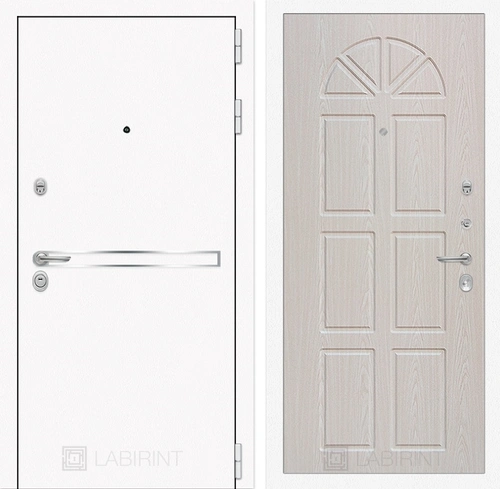 Входная металлическая дверь Лабиринт Line White 15 (Шагрень белая / Алмон 25)