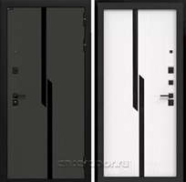 Входная дверь Карбон 3к (Лофт графит / Белый софт)