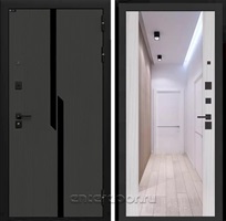 Входная дверь Карбон 3к с зеркалом Максимум (Лофт графит / Сандал белый)
