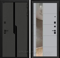 Входная дверь Карбон 3к с зеркалом 19 (Лофт графит / Грей софт)
