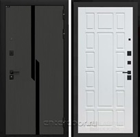 Входная дверь Карбон 12 (Лофт графит / Белое дерево)