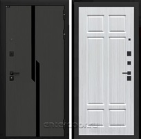Входная дверь Карбон 08 (Лофт графит / Кристалл вуд)