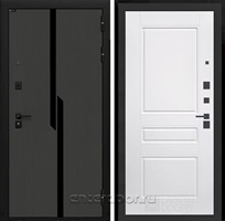 Входная дверь Карбон 03 (Лофт графит / Белый софт)
