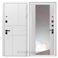 Входная дверь Спарта White панель с зеркалом ФЛЗ-156 Сосна белая