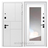Входная дверь Спарта White панель с зеркалом ФЛЗ-120 Белый матовый