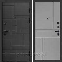 Входная дверь Квадро Стайл 3к Горизонт (Чёрный / Грей софт)