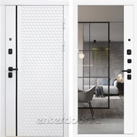 Входная дверь Soty White 3к с зеркалом Фацет (Белый матовый / Белый софт)