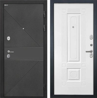Входная дверь Сицилия ФЛ-613 Чёрный (крашеный) / ФЛ-2 Силк ясень белый для установки в квартиру 30890