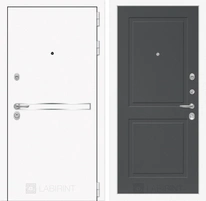 Входная металлическая дверь Лабиринт Line White 11 (Шагрень белая / Графит софт)