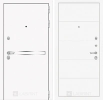 Входная металлическая дверь Лабиринт Line White 13 (Шагрень белая / Белый софт)