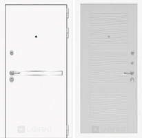 Входная металлическая дверь Лабиринт Line White 6 (Шагрень белая / Белое дерево)