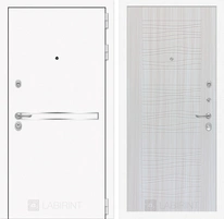 Входная металлическая дверь Лабиринт Line White 6 (Шагрень белая / Сандал белый)