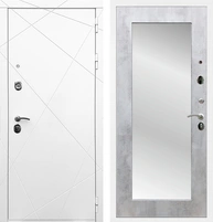 Входная дверь Лофт с зеркалом 2XL (Белый матовый / Бетон светлый) для установки в квартиру 17886