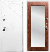 Входная дверь Лофт с зеркалом 2XL (Белый матовый / Берёза морёная) для установки в квартиру 17888