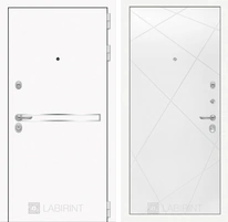 Входная металлическая дверь Лабиринт Line White 24 (Шагрень белая / Белый софт)
