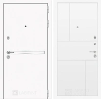 Входная металлическая дверь Лабиринт Line White 21 (Шагрень белая / Белый софт)
