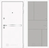 Входная металлическая дверь Лабиринт Line White 21 (Шагрень белая / Грей софт)