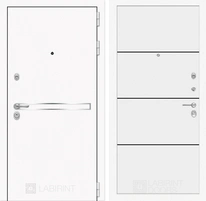Входная металлическая дверь Лабиринт Line White 25 (Шагрень белая / Белый софт)