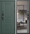 Входная дверь Премьер Грин с умным замком - зеркало Панорама Грей софт для установки в квартиру — 33613